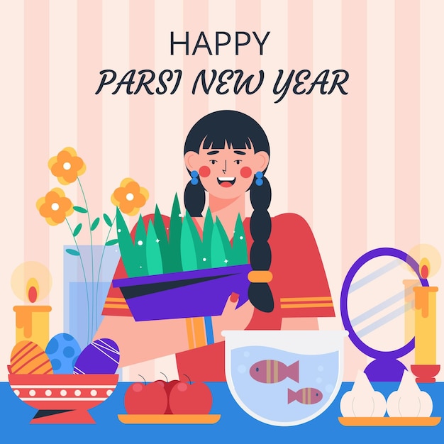 Flat parsi new year illustration