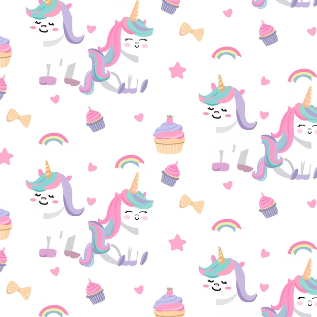 flat pattern rainbow unicorn cute