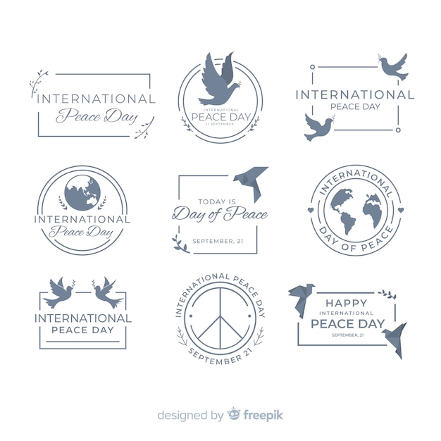 Vector flat peace day badge collection