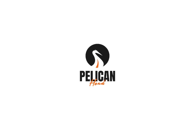 플랫 펠리칸 헤드 로고 디자인 벡터 템플릿 일러스트