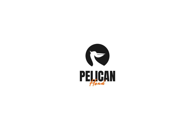 플랫 펠리칸 헤드 로고 디자인 벡터 템플릿 일러스트