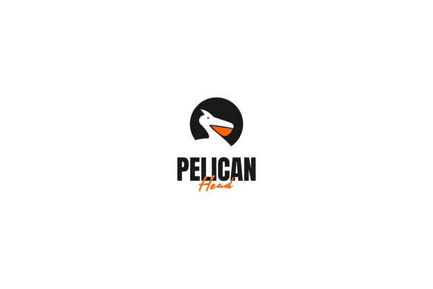 플랫 펠리칸 헤드 로고 디자인 벡터 템플릿 일러스트