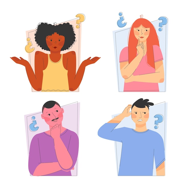 Vector flat people asking questions illustration