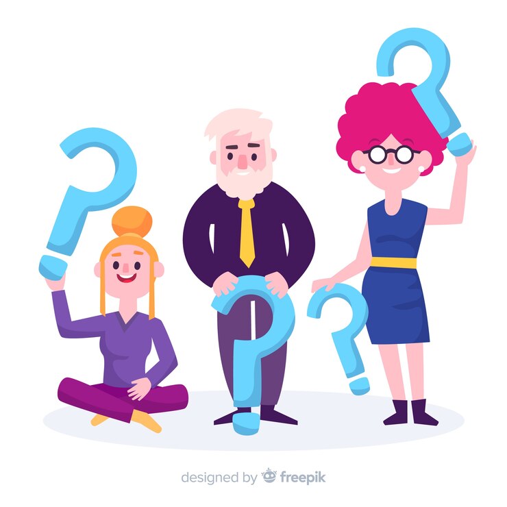 Vector flat people holding question marks