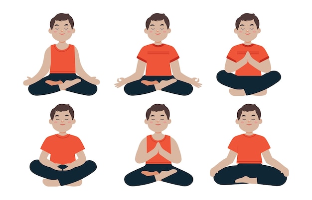 Flat people meditating illustration yoga