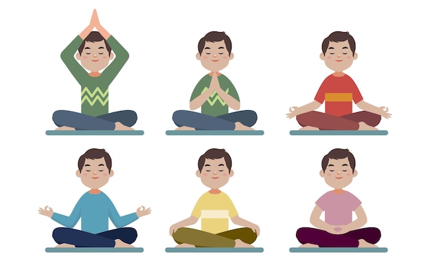 Flat people meditating illustration yoga