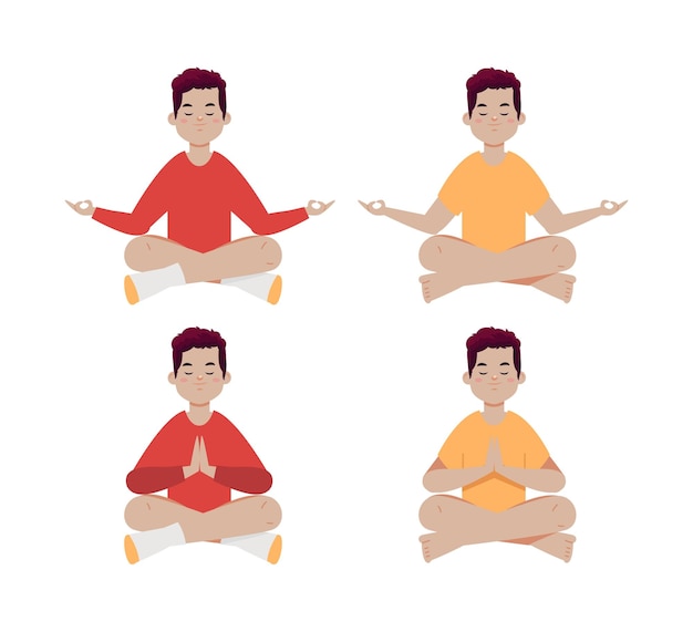 Flat people meditating illustration yoga