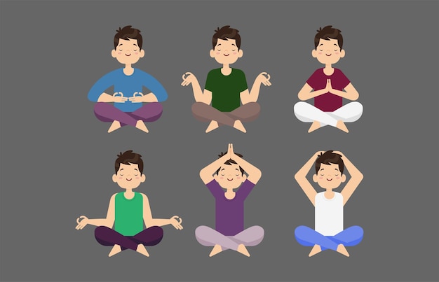 Vector flat people meditating illustration yoga