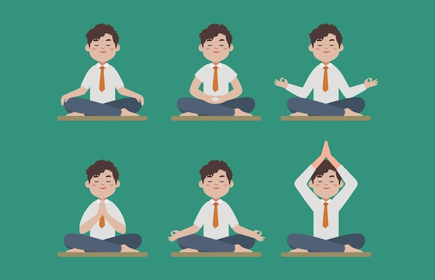 Flat people meditating illustration yoga