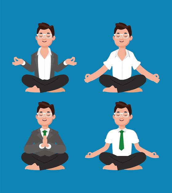 Persone piatte che meditano illustrazione di yoga