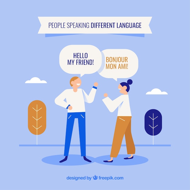 Vector flat people speaking different languages