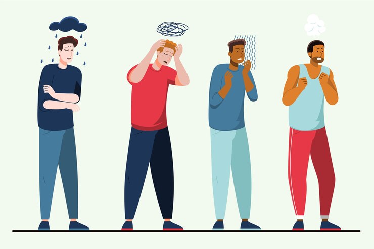 Vector flat people with mental health problems