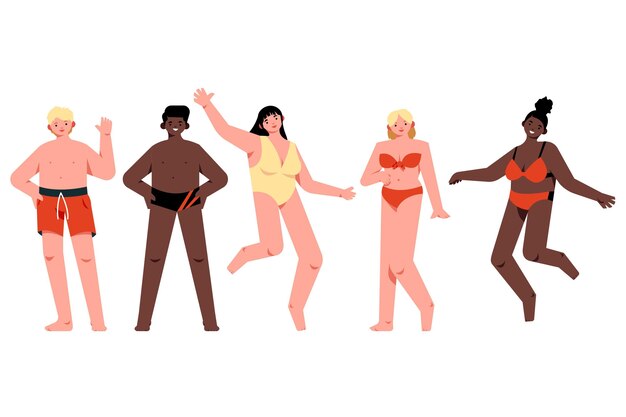 Vector flat people with summer clothes collection