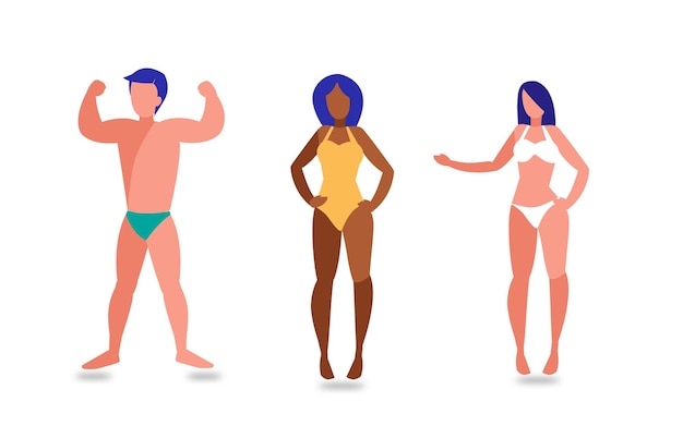 Vector flat people with summer clothes collection