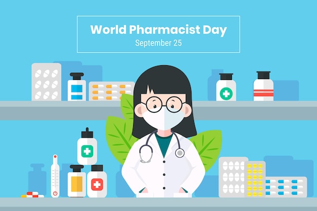 Flat pharmacist day background