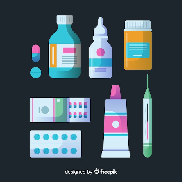 Vector flat pharmacist objects collection