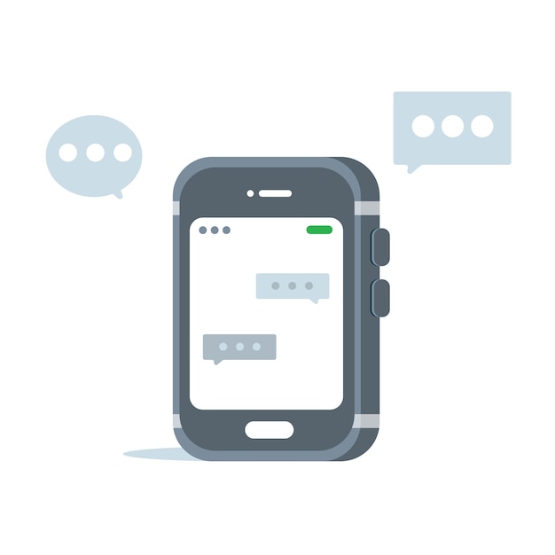 Vector flat phone with bubble speech icon