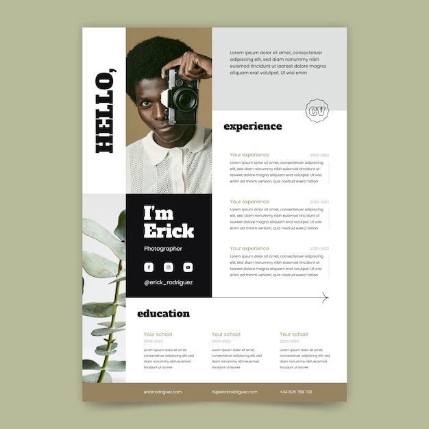 Flat photography studio cv template