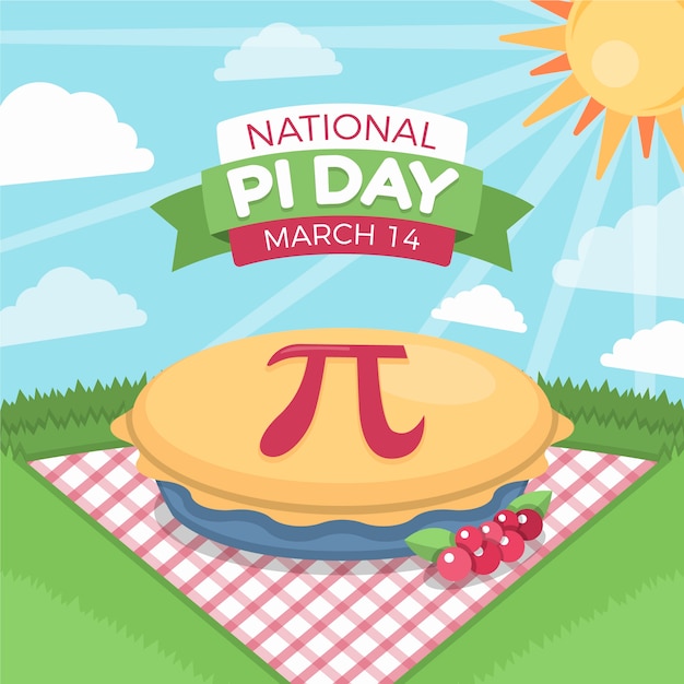 Flat pi day illustration