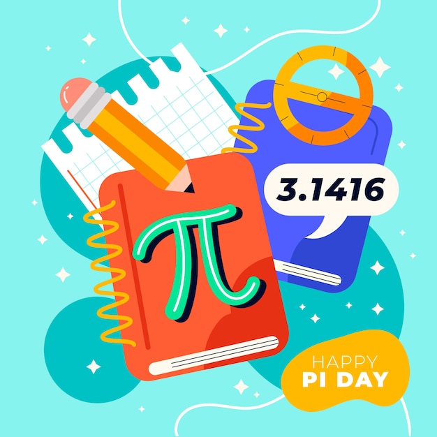 Flat pi day illustration