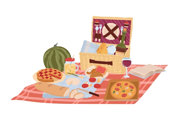 Illustrazione di un picnic piatto