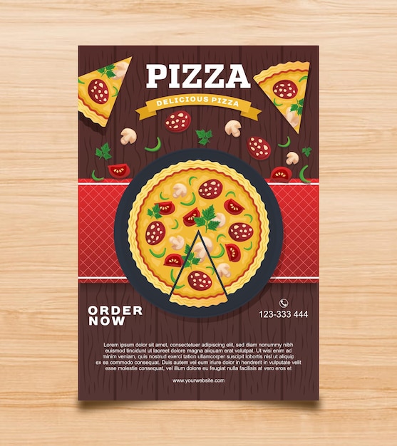 Flat pizza flyer design