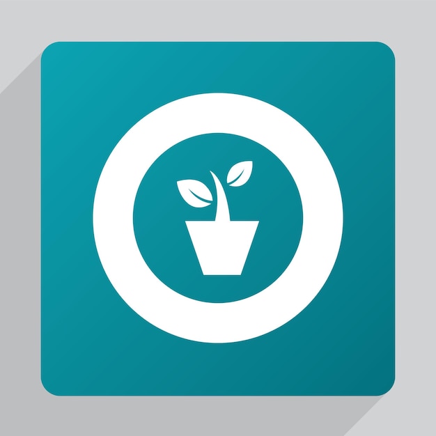 Flat plant icon, white on green background