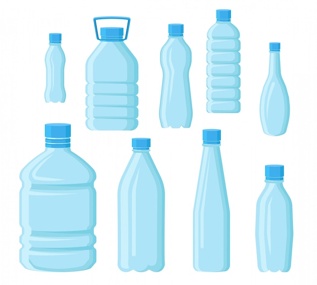 плоская пластиковая бутылка набор изолированных иллюстрация