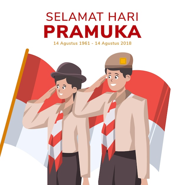 Vector flat pramuka day illustration