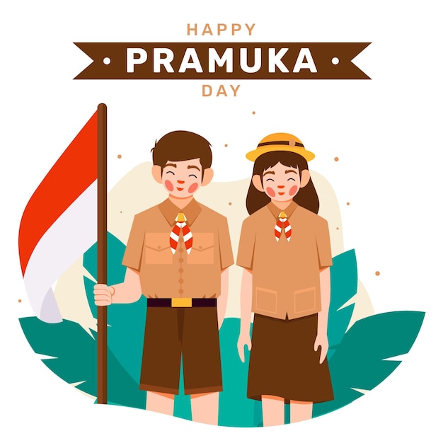 플랫 pramuka 하루 그림