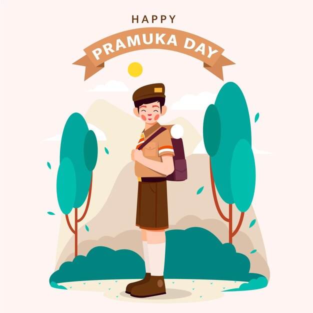 Flat pramuka day illustration