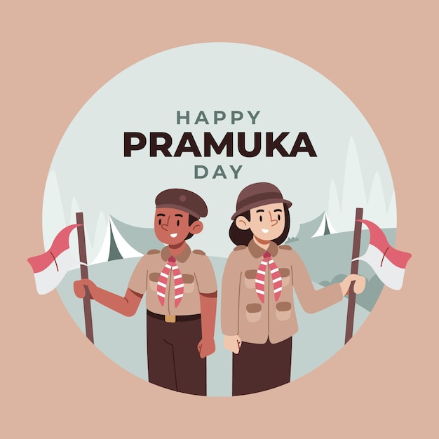 플랫 pramuka 하루 그림