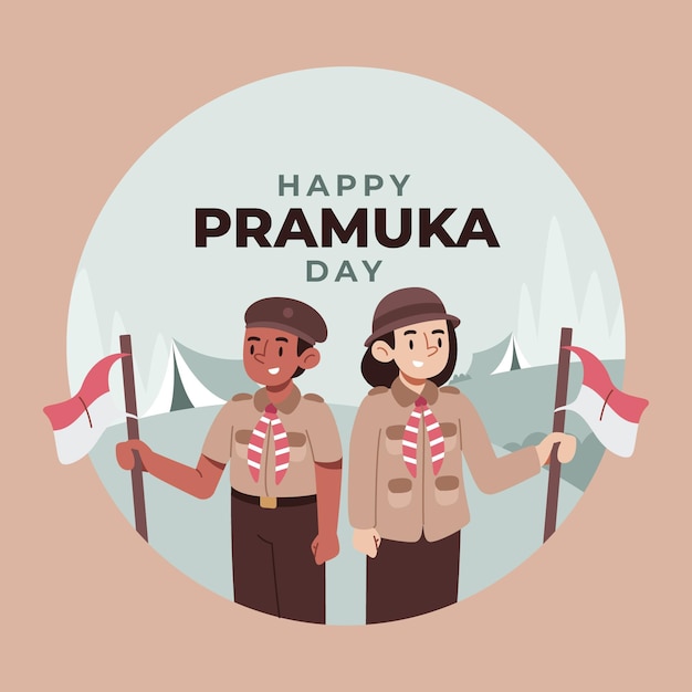 Vector flat pramuka day illustration