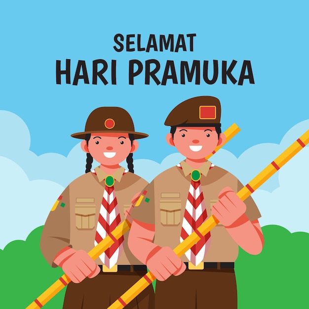 Vector flat pramuka day illustration