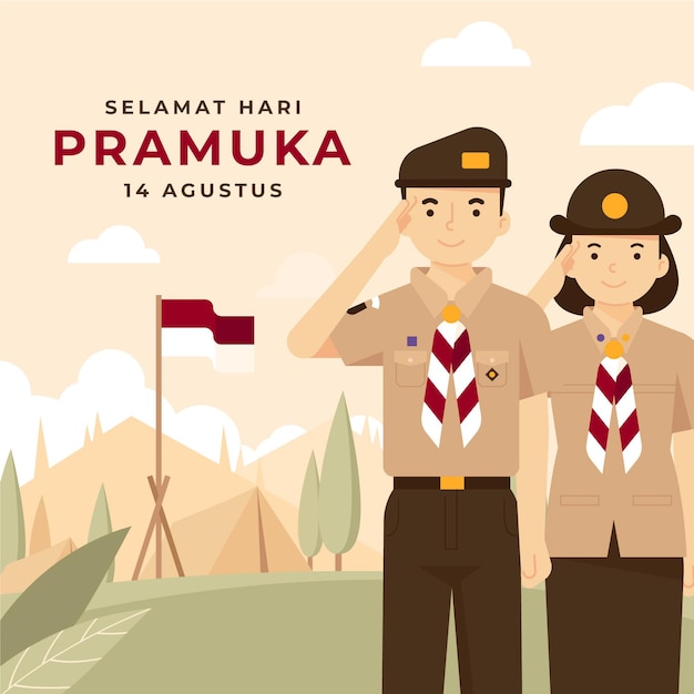 플랫 pramuka 하루 그림