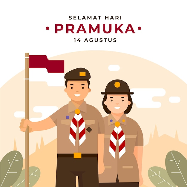 Vector flat pramuka day illustration