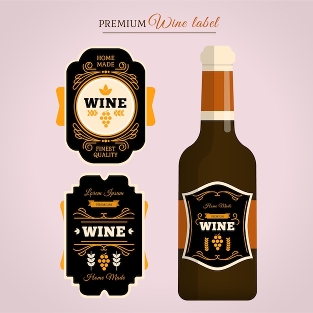 Vector flat premium wine label