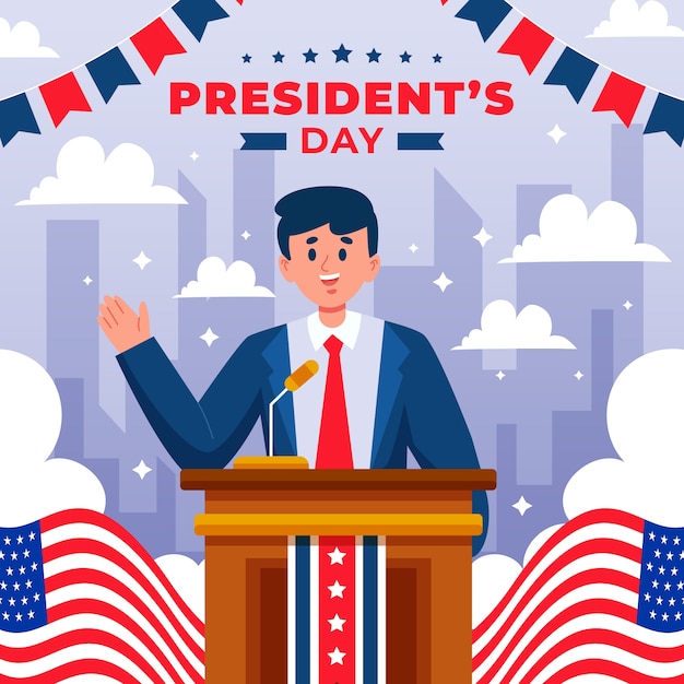 Vector flat presidents day background