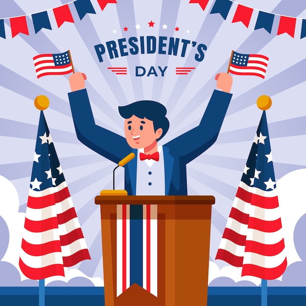 Vector flat presidents day background