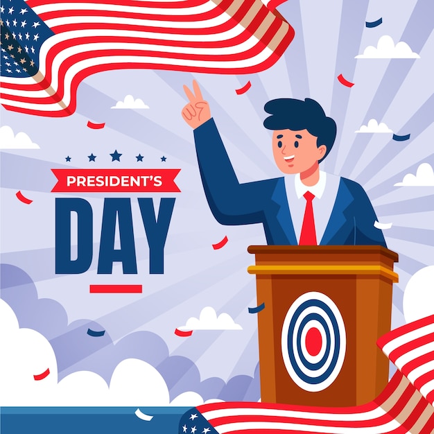 Vector flat presidents day background