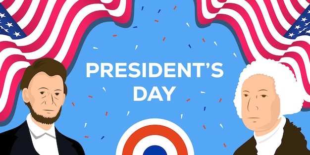 Flat presidents day horizontal banner illustration