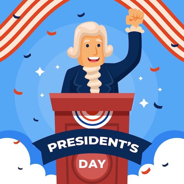 Flat presidents day illustration