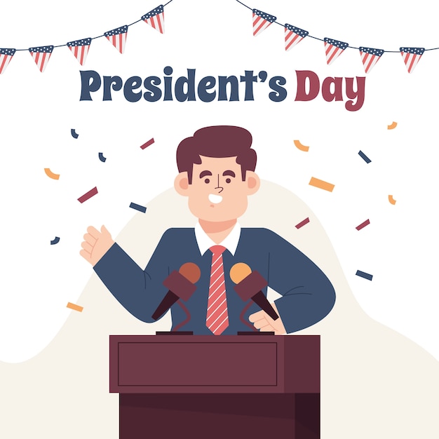 Vector flat presidents day illustration