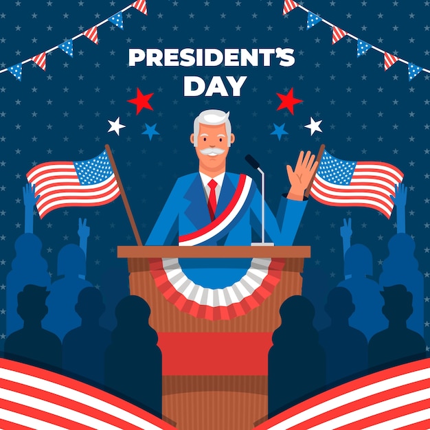 Vector flat presidents day illustration