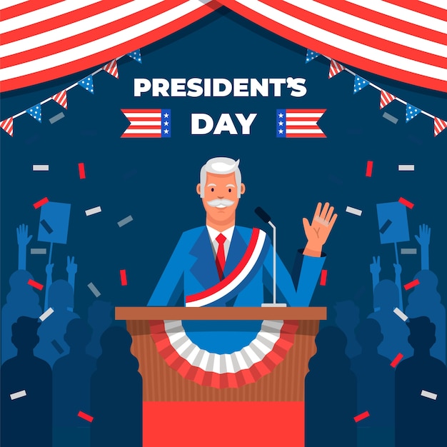 Flat presidents day illustration