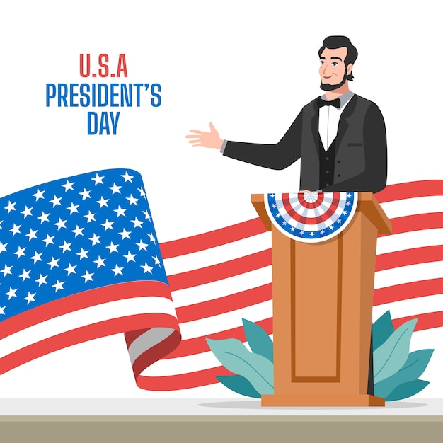 Flat presidents day illustration