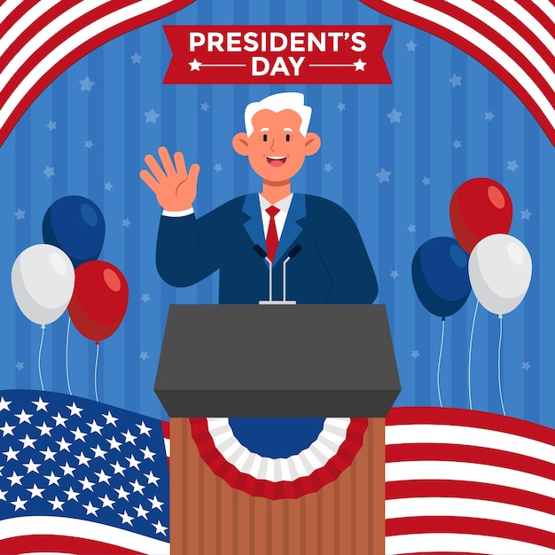 Vector flat presidents day illustration