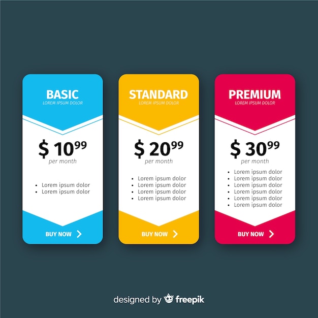 Vector flat price list collection