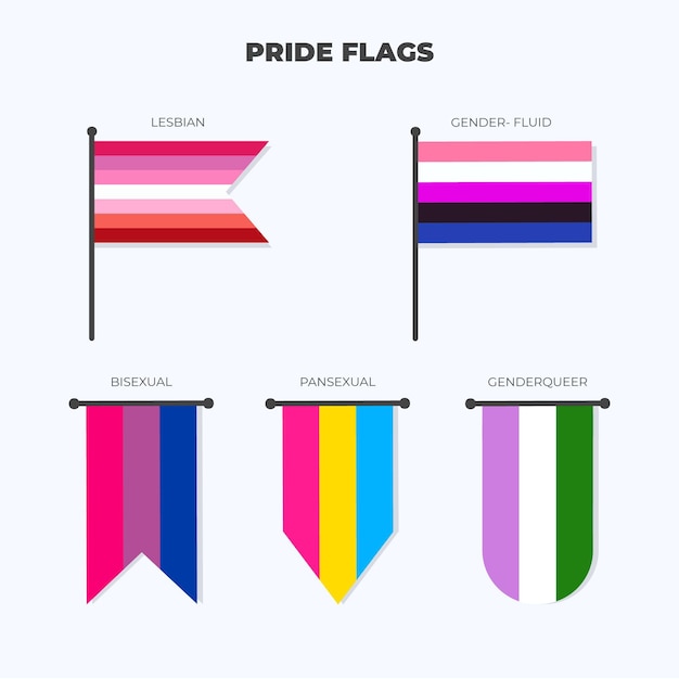 Vector flat pride flag collection