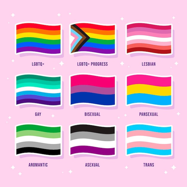 Vector flat pride flag collection